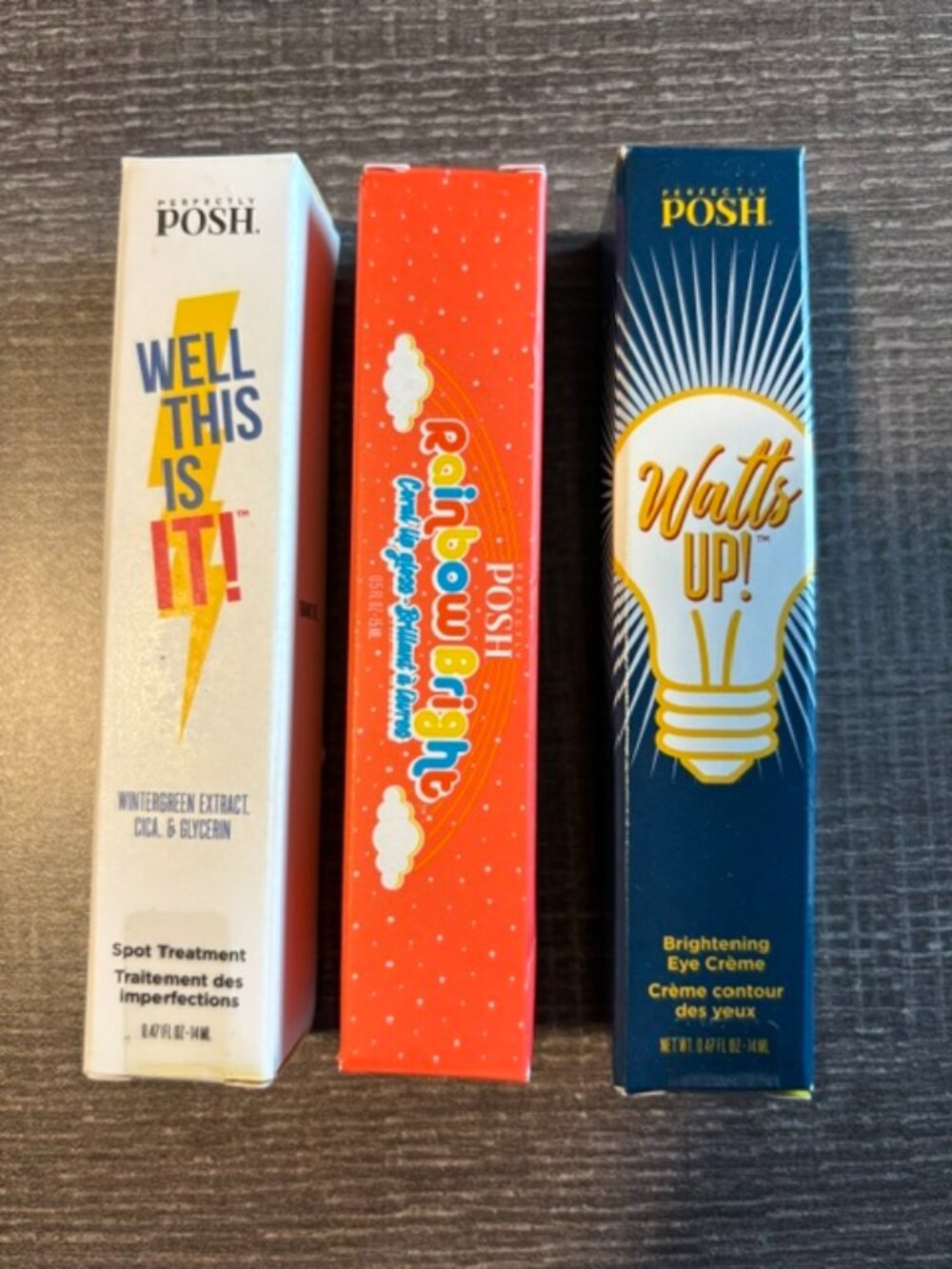 Perfectly Posh Skincare Bundle – Spot Treatment, Lip Gloss & Eye Creme NIB